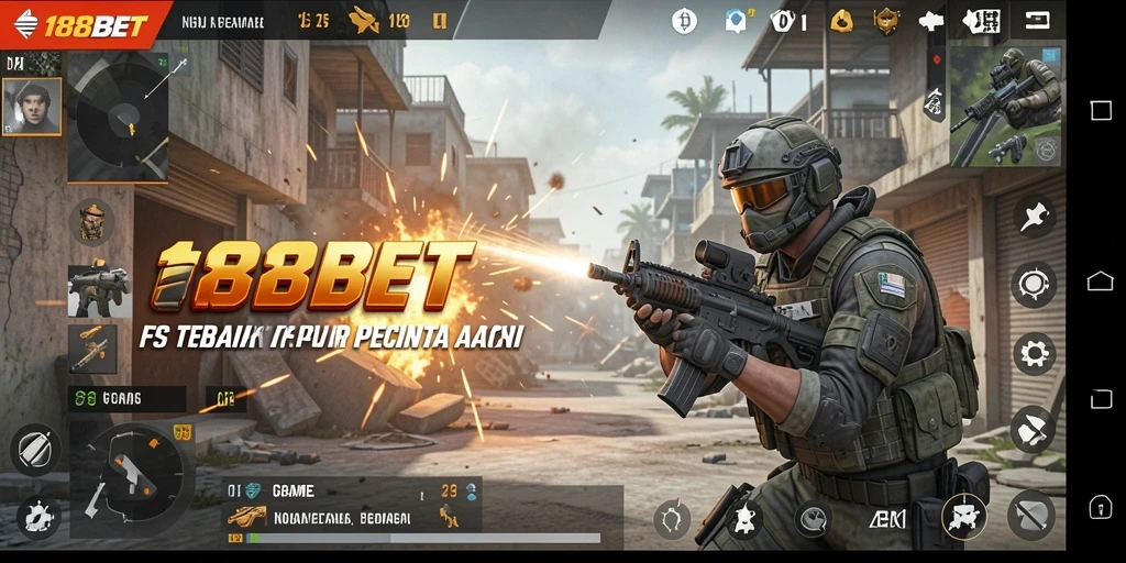 Screenshot gameplay 188BET menunjukkan aksi seru dalam game FPS.