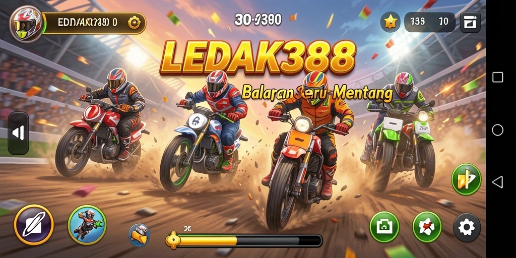 Tampilan menarik dari gameplay balapan LEDAK388 yang mendebarkan.