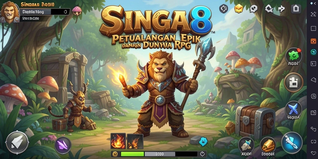 Tampilan epik dalam gameplay <strong>SINGA8</strong> saat bertarung melawan monster.