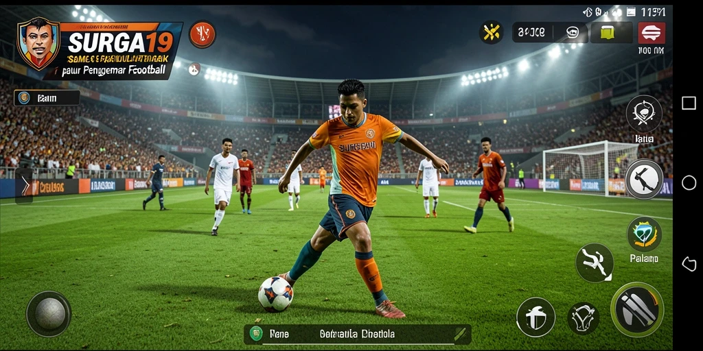 Tampilan gameplay SURGA19 yang menegangkan di lapangan sepak bola.