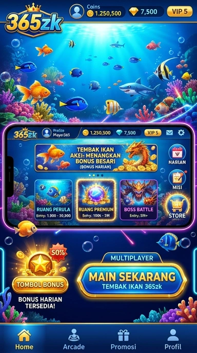 Tampilan antarmuka utama aplikasi 365zk.